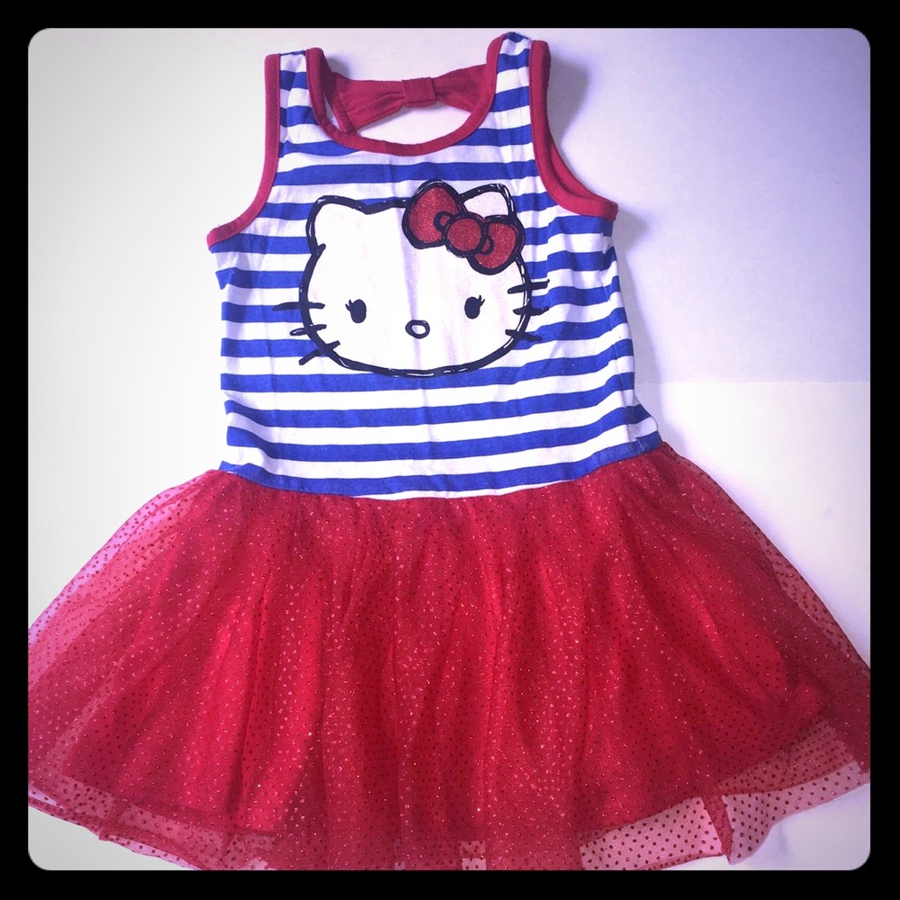 Hello Kitty Tutu Red Striped Blue XS 4-5 Girls